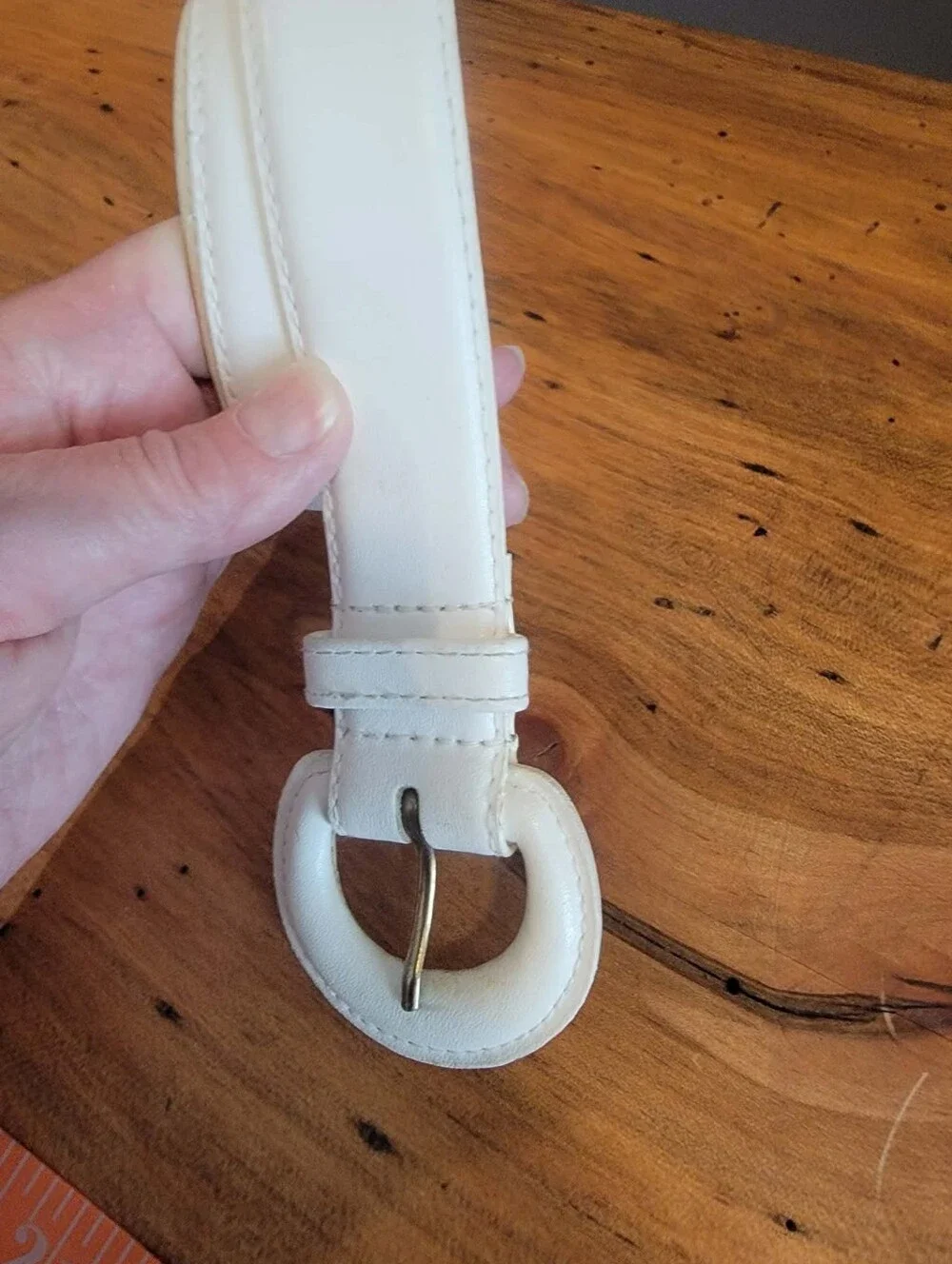 Kelly & Lang White Leather Belt Sz M